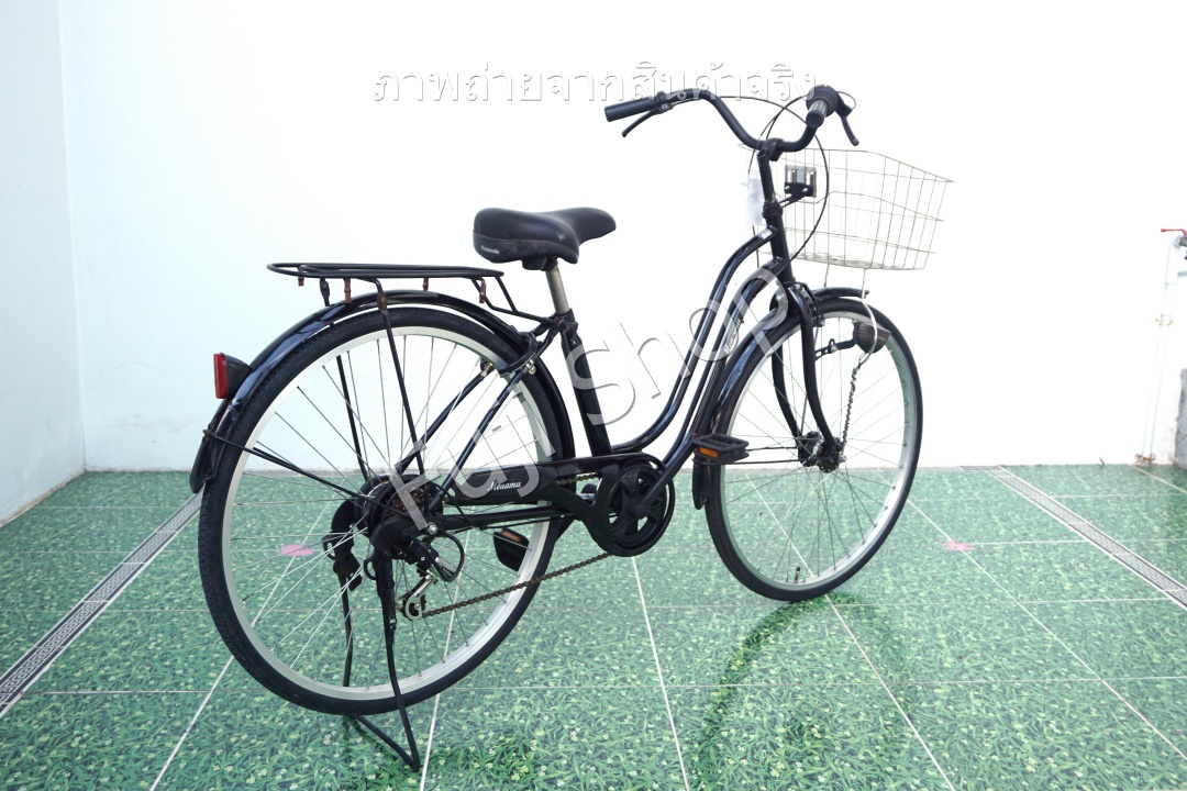 จักรยานแม่บ้านญี่ปุ่น - ล้อ 26 นิ้ว - เกียร์ 6 สปีด - ไฟหน้าอัตโนมัติ - สีดำ [จักรยานมือสอง]