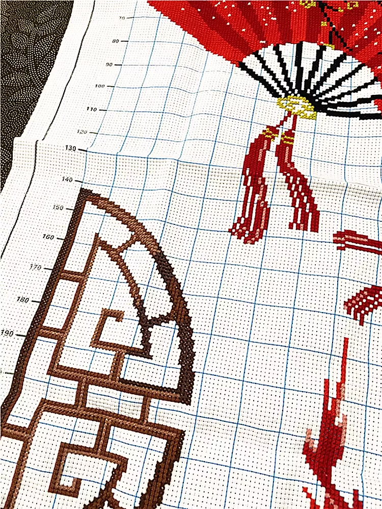 pla-1001 *พร้อมส่ง* ชุดปักครอสติช ลายปลาคู่พัดคู่ (ไม่มีเดินเส้น ผ้า11CTพิมพ์ลาย ปัก 3 เส้นเล็ก) ขนาด 50*70 ซม.ผ้าครอสติช 11CTพิมพ์ลายปักบนผ้า ไหมคอตตอน 12 สี ผังลาย เข็ม