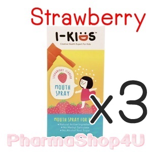 (ซื้อ3 ราคาพิเศษ) I-KIDs รสสตอเบอร์รี่ สเปรย์สำหรับช่องปากและลำคอ 15mL สูตรอ่อนโยนสำหรับเด็ก ด้วยสารสกัดจากธรรมชาติ เพื่อความชุ่มชื่น และสดชื่นในช่องปาก