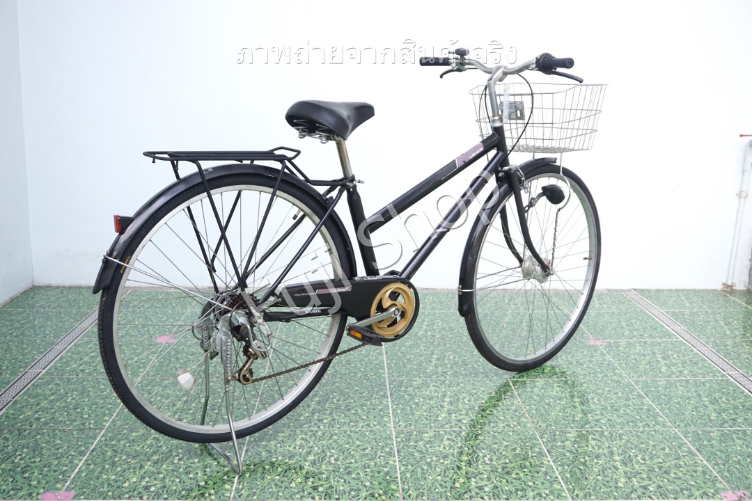 จักรยานแม่บ้านญี่ปุ่น - ล้อ 27 นิ้ว - เกียร์ 6 สปีด - ไฟหน้าอัตโนมัติ - สีดำ [จักรยานมือสอง]