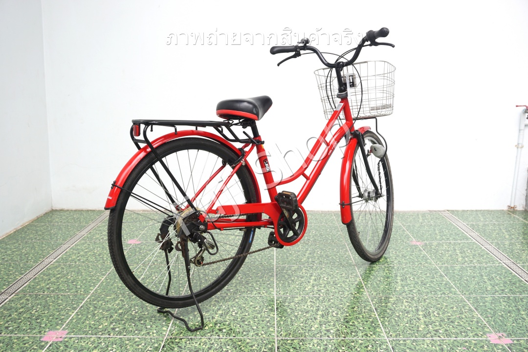 จักรยานแม่บ้านญี่ปุ่น - ล้อ 26 นิ้ว - เกียร์ 6 สปีด - ไฟหน้าอัตโนมัติ - สีแดง [จักรยานมือสอง]
