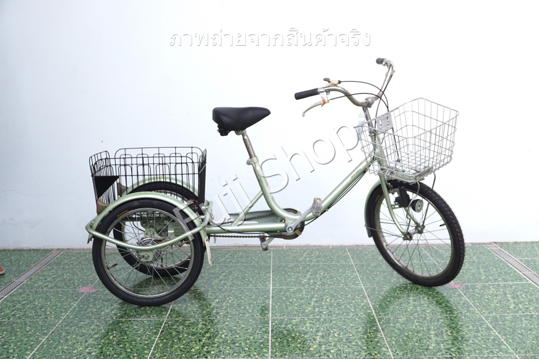 จักรยานสามล้อญี่ปุ่น - ล้อ 20/18 นิ้ว - มีเกียร์ - Maruishi - สีเขียว [จักรยานมือสอง]