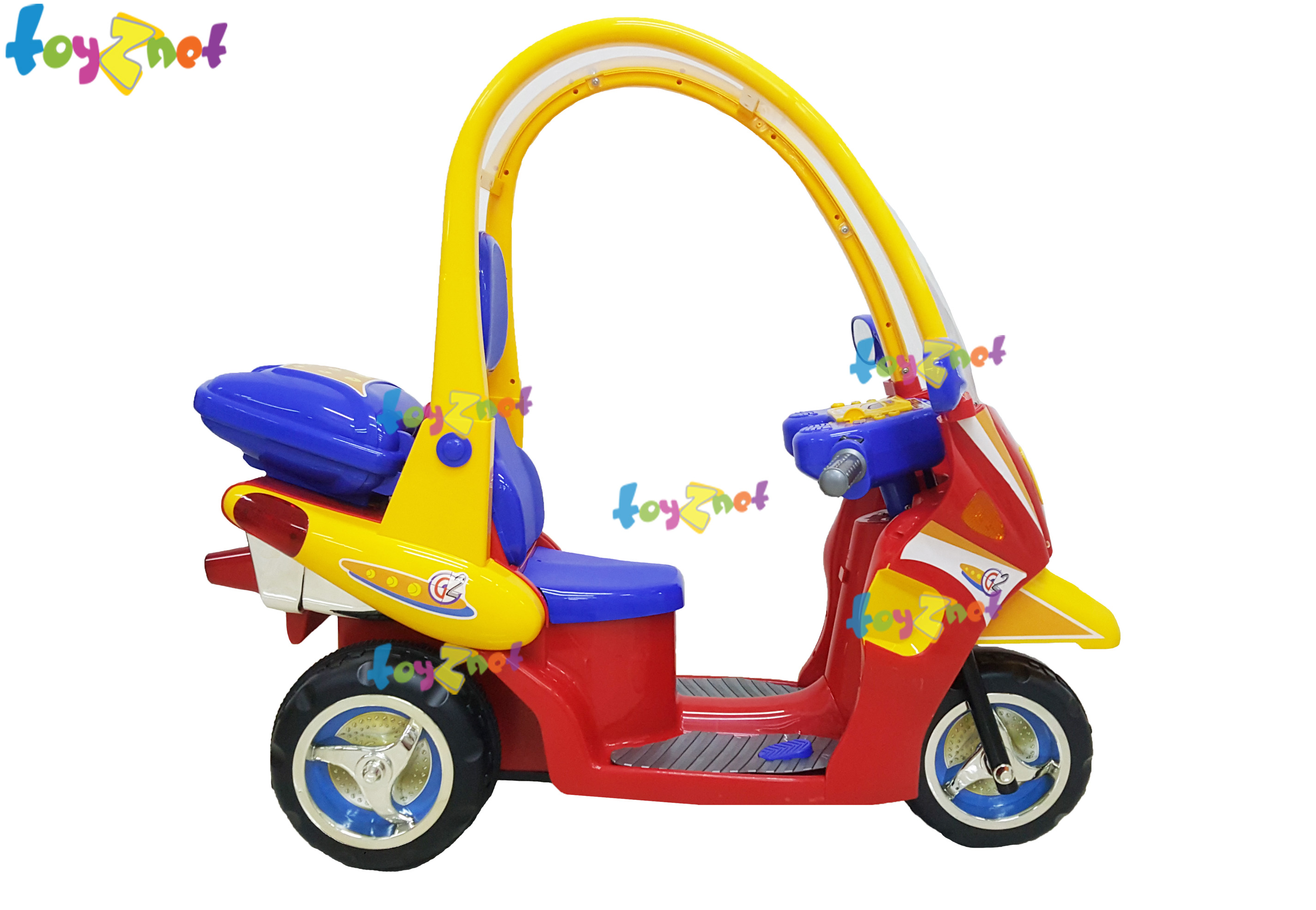 Toyznet ส่งฟรี มอเตอร์ไซด์แบตเตอรี่มีหลังคาและวิทยุเทป รุ่น 2227-28