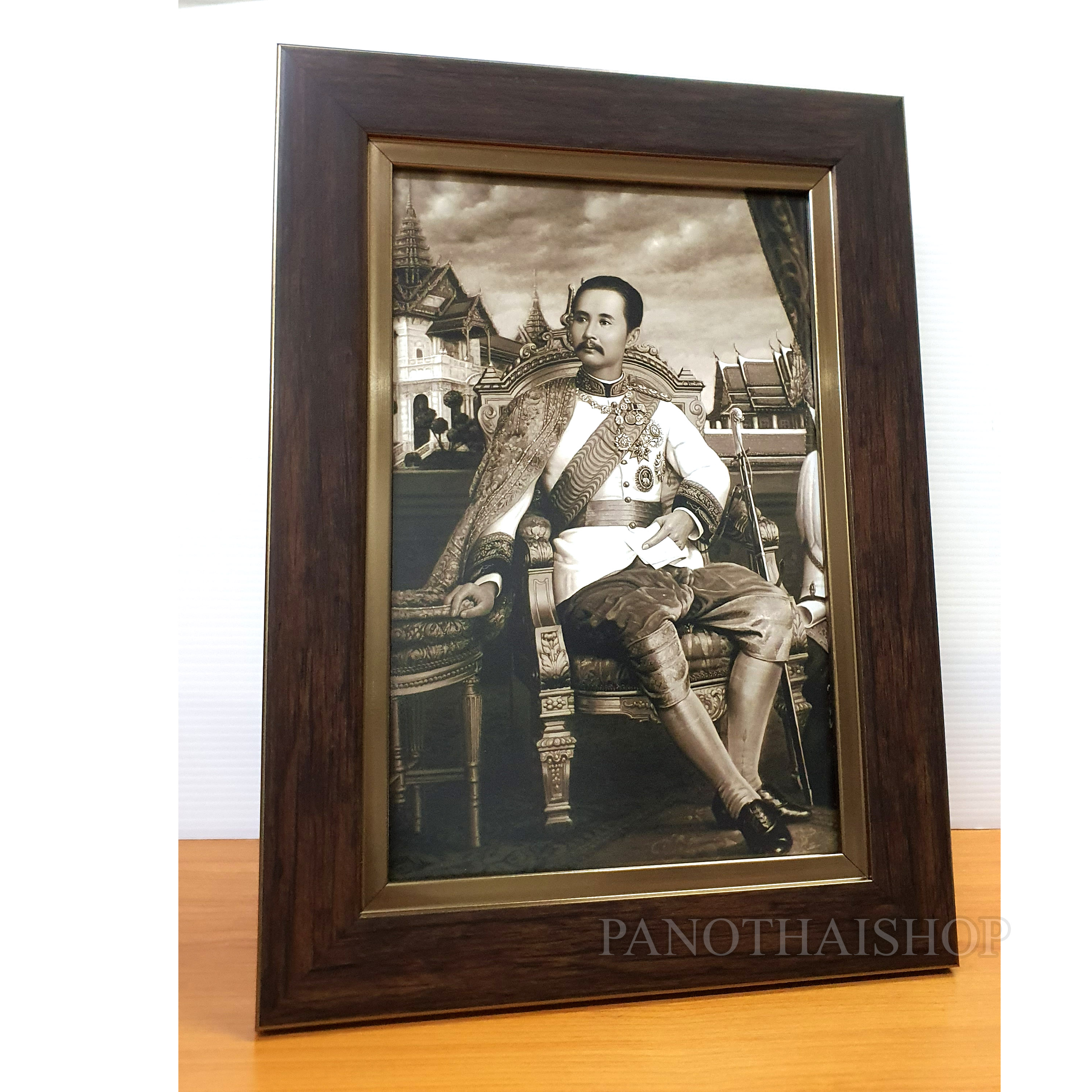 รูปในหลวงรัชกาลที่ 5 ไม้นอกนำเข้าใส่กระจกตัดแสงแบบดีที่สุด