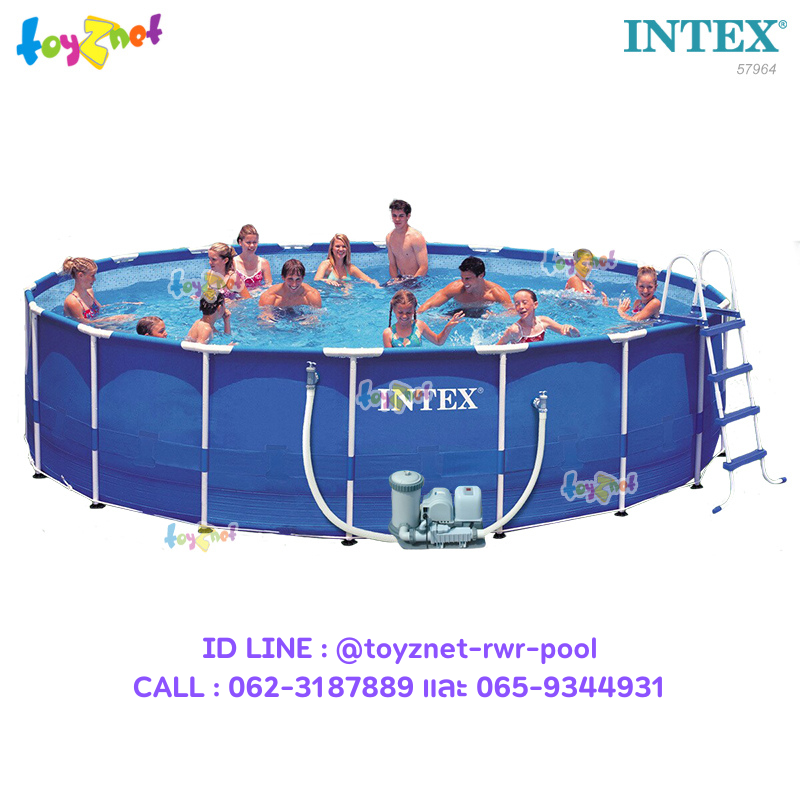 Intex 18ft Metal Frame Pool Set w/Chlorinator Combo, Volleyball and Auto Pool Cleaner (5.49 x 1.32 m.) no.57964