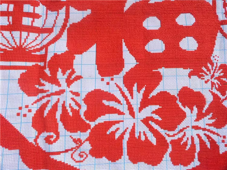 chinese-1105 *สินค้าหมด* ชุดปักครอสติช ลายอักษรมงคลจีน Fu โชคดีมีความสุข (ไม่มีเดินเส้น ไม่มีผังลาย ปักสีเดียว ปักครั้งละ 3 เส้นเล็ก) ขนาด 60*60 ซม.ผ้าครอสติช 11CTพิมพ์ลายปักบนผ้า ไหมคอตตอนสีแดง เข็ม