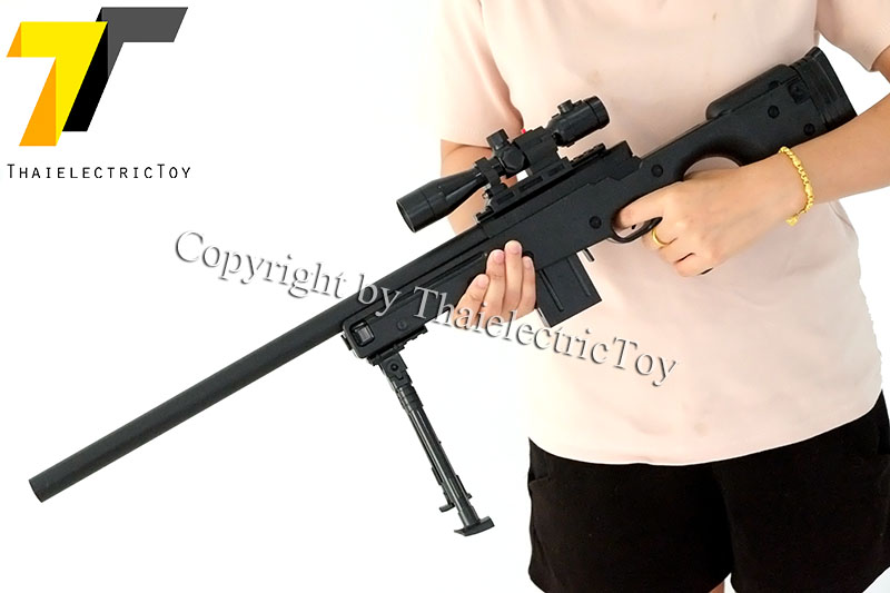 ปืนอัดลมพลาสติก AWP ชักยิงทีล่ะนัด หนัก 417กรัม ยาว 73 ซม. มีเลเซอร์ ใช้ลูกกระสุนพลาสติก 6 มิล