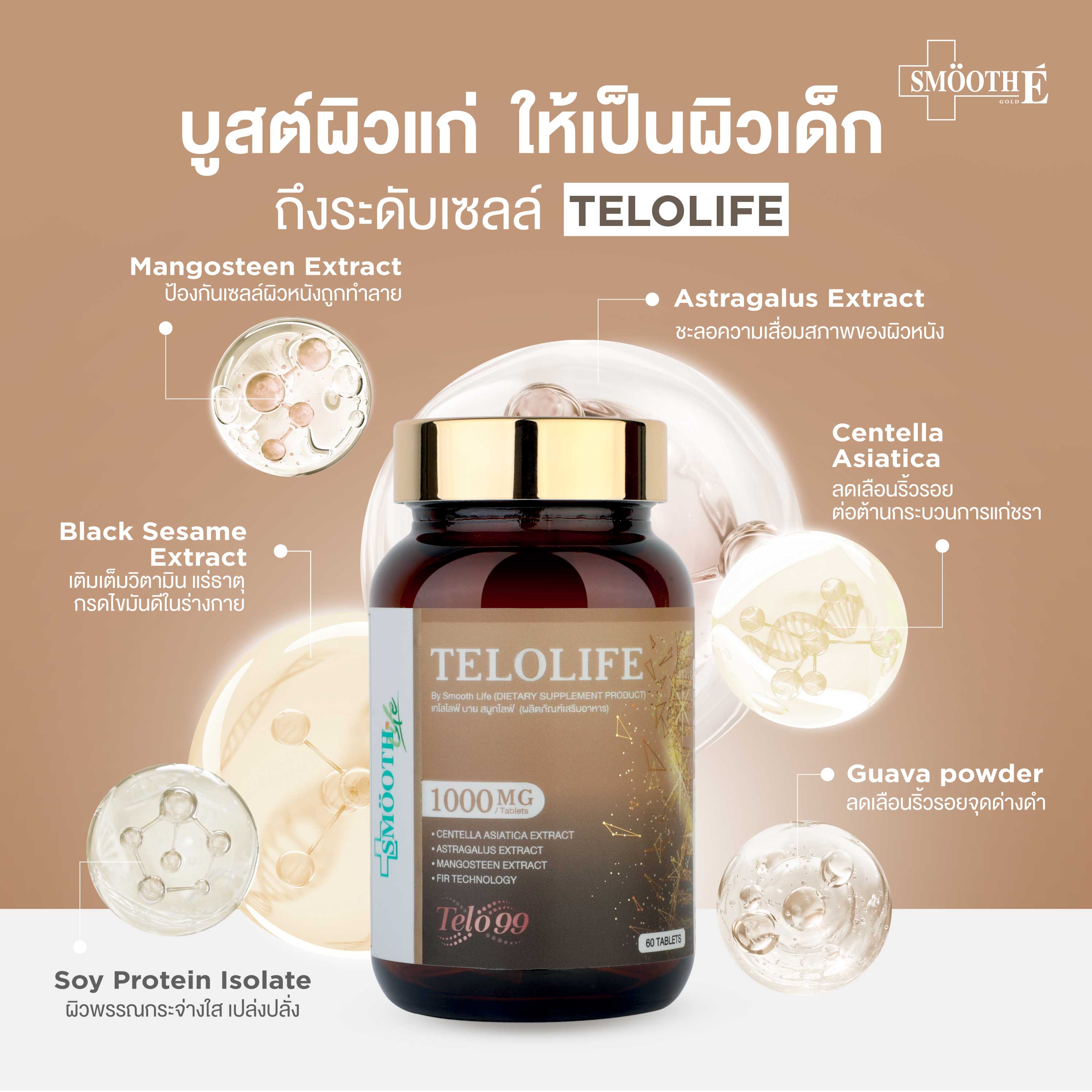 Smooth Life Telolife เทโลไลฟ์ บาย สมูทไลฟ์ 60S’ ดูแลเกี่ยวกับอนุมูลอิสระ ชะลอความเสื่อมของร่างกาย ดูแลผิวกระจ่างใส