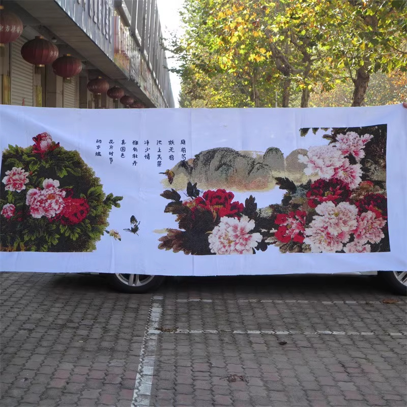 botan-1027 *พร้อมส่ง* ชุดปักครอสติช ลายโบตั๋นในป่าใหญ่ (ผ้า11CTพิมพ์ลาย ปัก 3 เส้นเล็ก) ขนาดใหญ่ 150*62 ซม.ผ้าครอสติช 11CT พิมพ์ลายปักบนผ้า ไหมคอตตอน 42 สี ผังลาย เข็ม