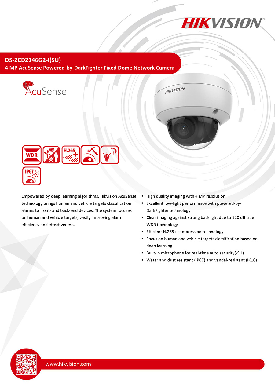 HIKVISION DS-2CD2146G2-I (4mm) กล้องวงจรปิดระบบ IP ความละเอียด 4MP ACUSENSE IR 30M. BY BILLIONAIRE SECURETECH DS-2CD2146G2-I (4mm)