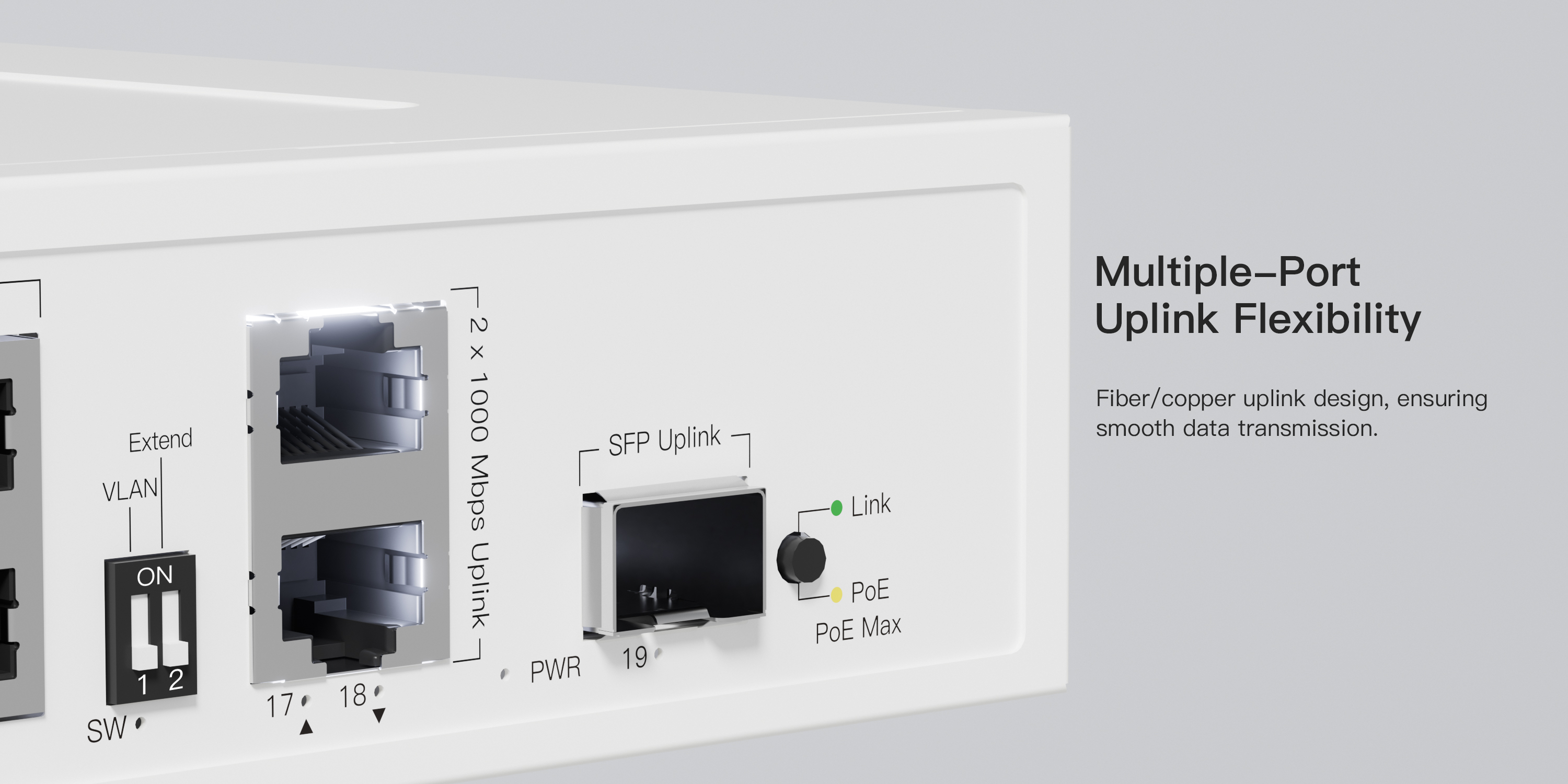 WI-TEK WK-PS219GF POE SWITCH 16 Fast PoE, 2 Gigabit Uplink, 1 Gigabit SFP 180W BY BILLIONAIRE SECURETECH WK-PS219GF