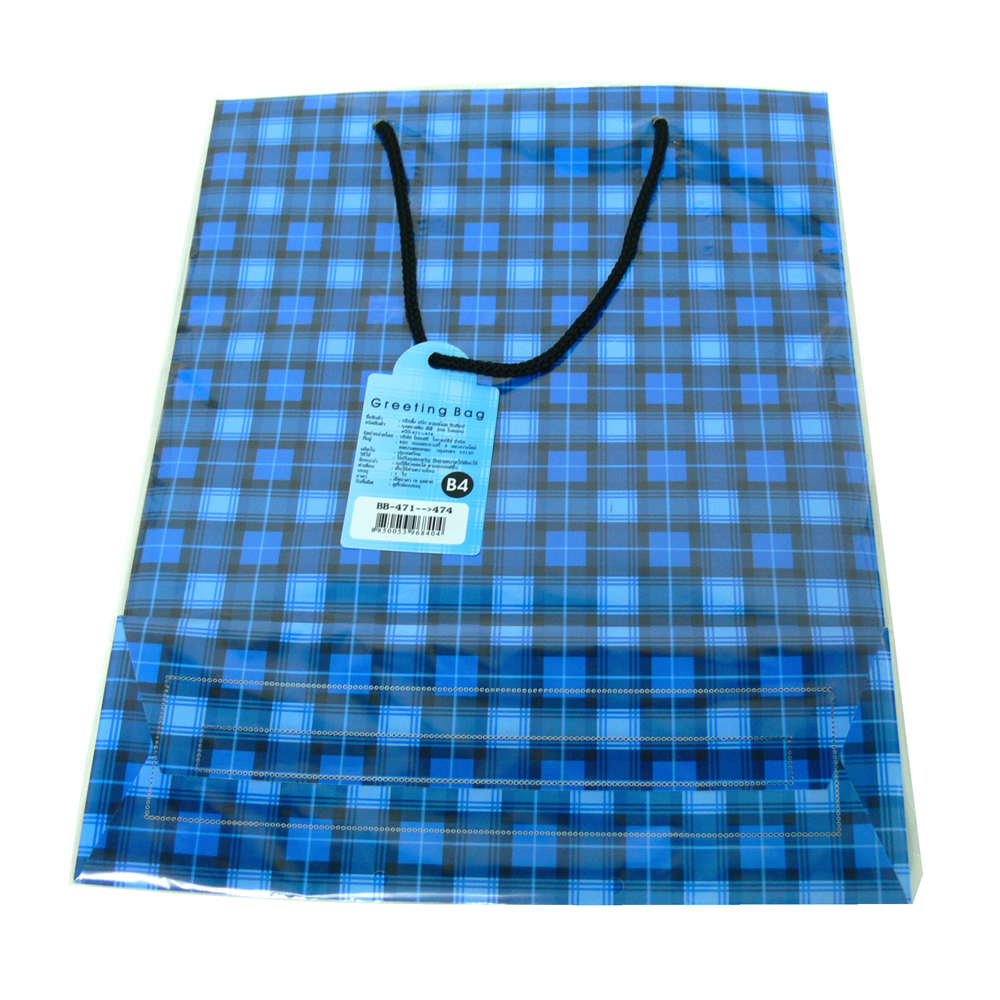 Shopping Bag with rope handle Plaid pattern B