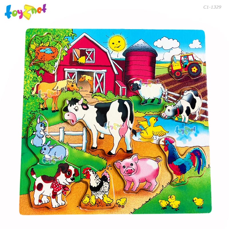 Toyznet ส่งฟรี จิ๊กซอไม้นูน 10 ชิ้นลาย ฟาร์มหรรษาและสัตว์เลี้ยงแสนรู้ รุ่น C1-1329