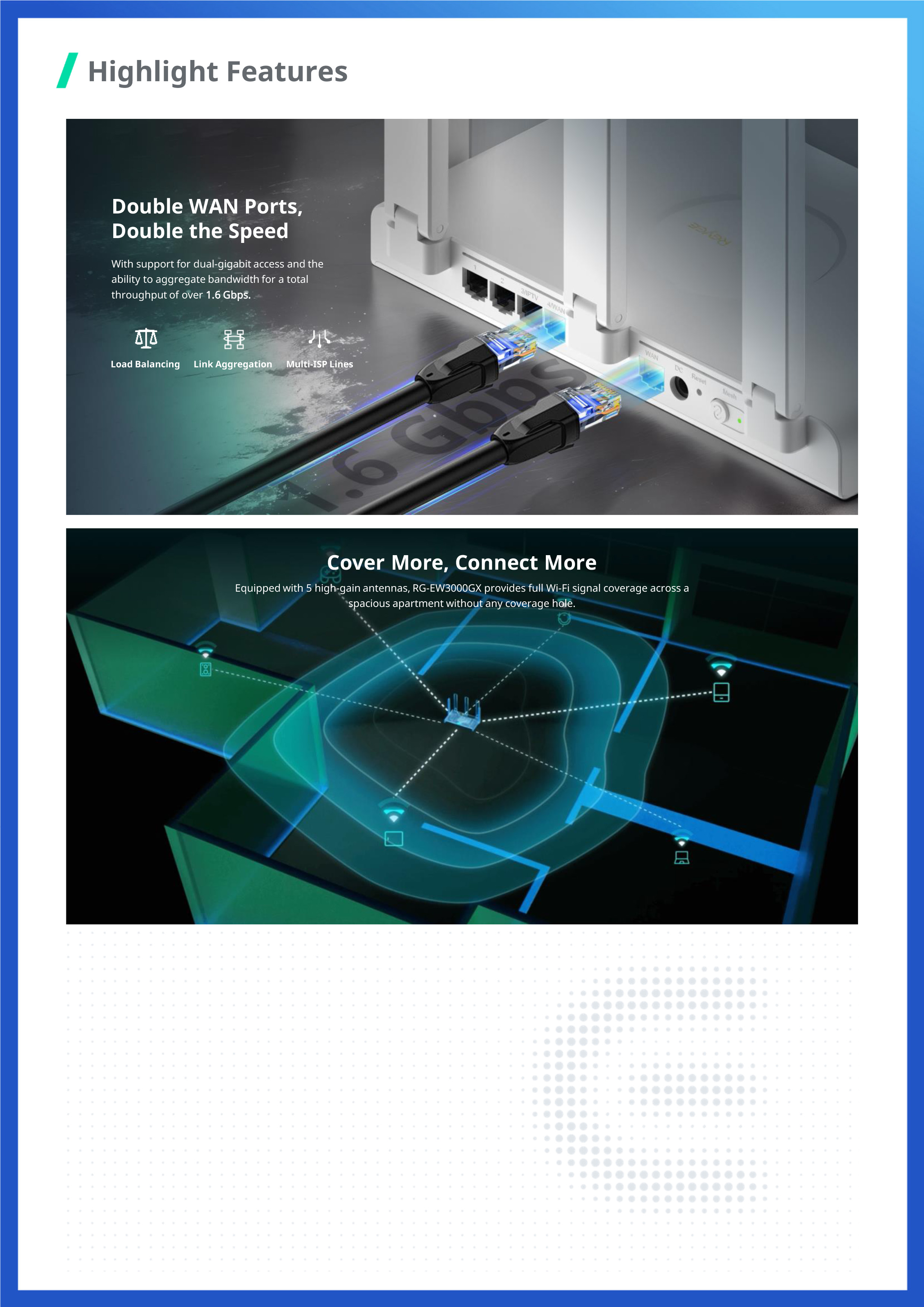 RUIJIE RG-EW3000GX CLOUD ROUTER Wi-Fi 6, 3000Mbps, Dual-WAN, Dual Band 2.4/5GHz BY BILLIONAIRE SECURETECH RG-EW3000GX