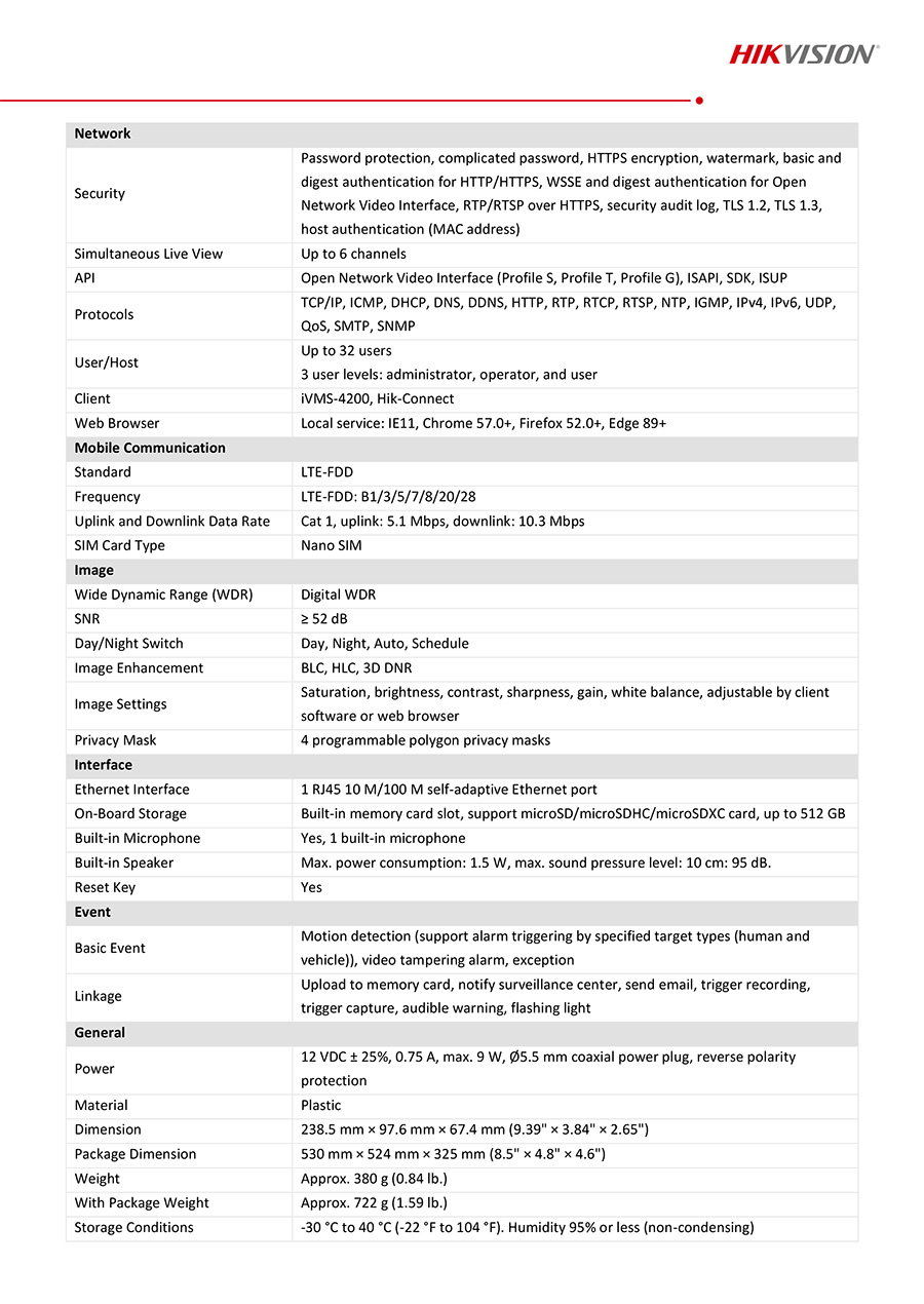 HIKVISION DS-2CD1043G2-LIDUF/4G/SL กล้องวงจรปิด 4G ใส่ซิม 4MP Smart Hybrid Light Colorvu มีไมค์และลำโพงในตัว BY BILLIONAIRE SECURETECH DS-2CD1043G2-LIDUF/4G/SL