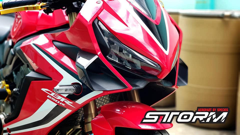 STORM Winglets วิงเล็ต ปีกใต้ไฟหน้าแต่ง HONDA CBR650R วัสดุทำจากคาบอน Carbon Edition รูปแบบ MotoGP ปีกแต่งไฟหน้า