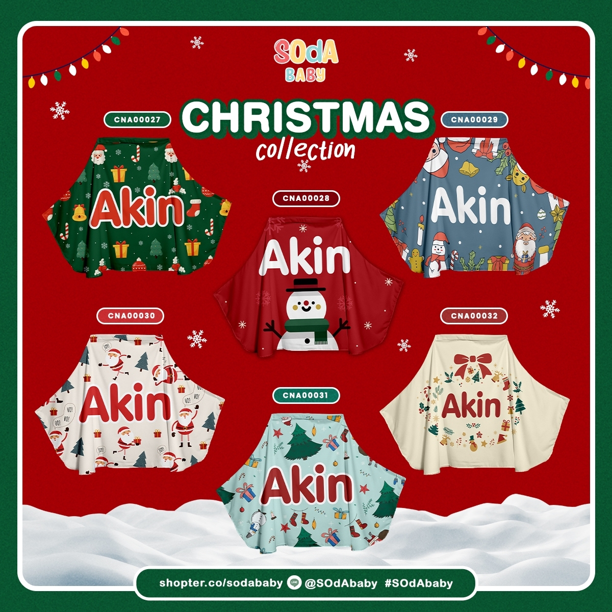 ผ้าคลุมให้นม Christmas Collection #ใส่ชื่อได้ รหัส CNA00027-CNA00032 🎄⛄ #SOdAbaby #ผ้าคลุมให้นม