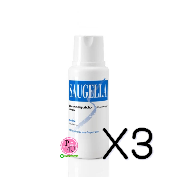 (ซื้อ3 ราคาพิเศษ)(สีฟ้า) Saugella Dermoliquid 250mL ซอลเจลล่า เดอร์โมลิควิด 250มล. ผลิตภัณฑ์ทำความสะอาดจุดซ่อนเร้น สำหรับใช้เป็นประจำทุกวัน