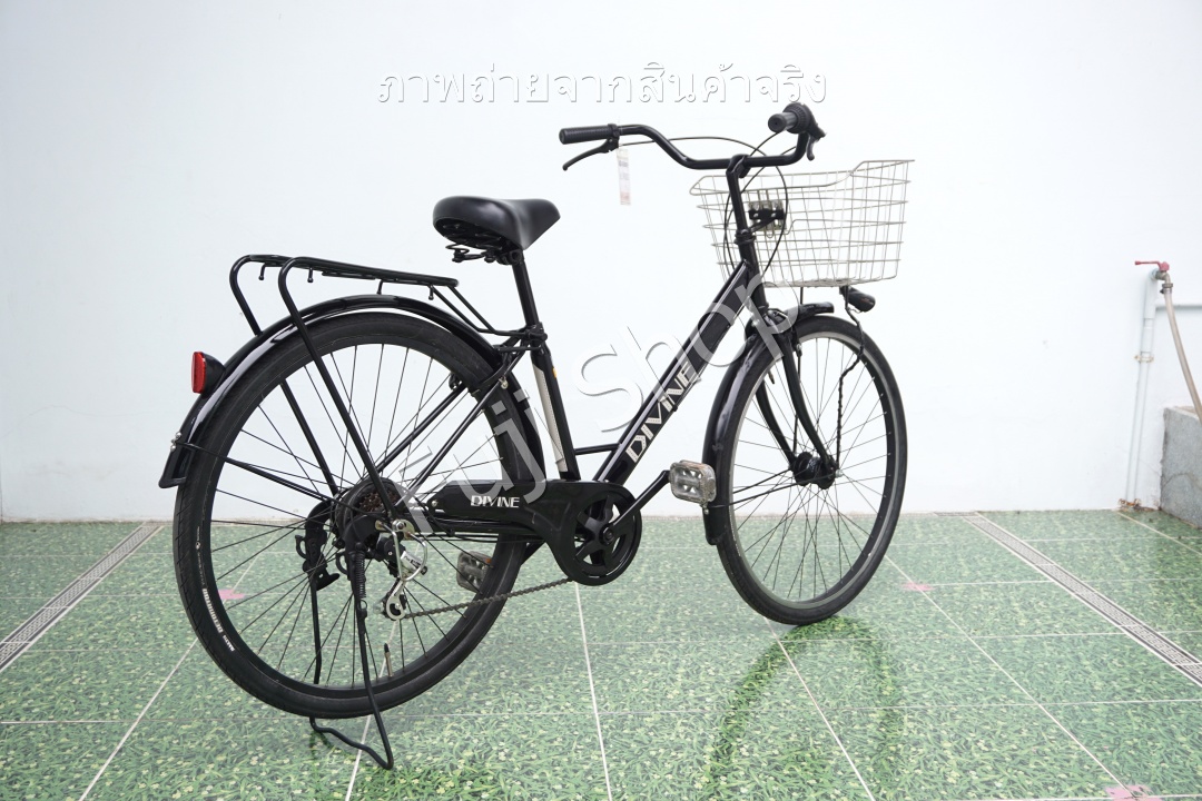 จักรยานแม่บ้านล้อโต ญี่ปุ่น - ล้อ 27.5x1.95 - เกียร์ 6 สปีด - ไฟหน้าอัตโนมัติ - Divine - สีดำ [จักรยานมือสอง]