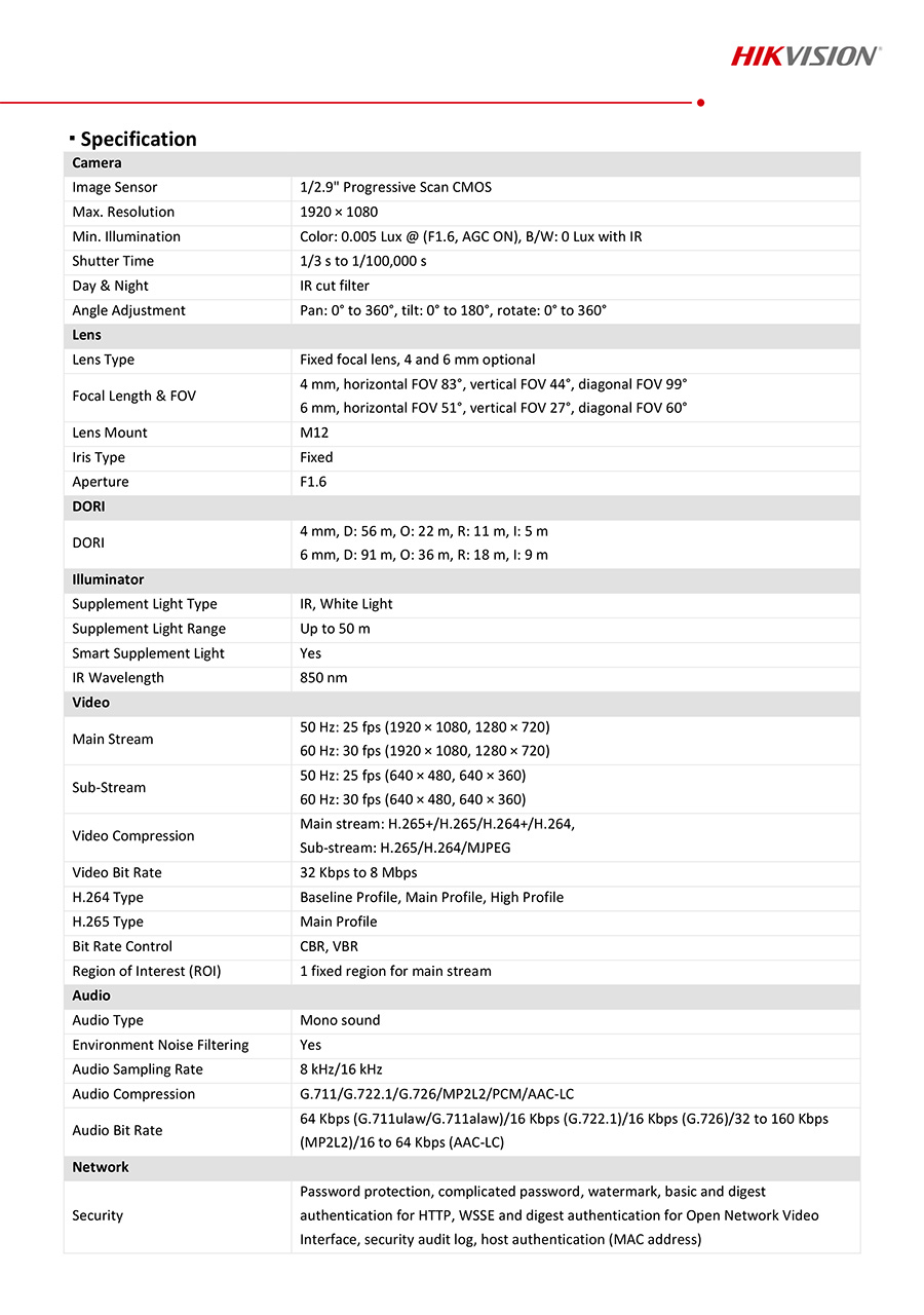 HIKVISION DS-2CD1T23G2-LIUF/SL (4mm.) กล้องวงจรปิด ระบบ IP CAMERA 2MP Smart Hybrid Light มีไมค์และลำโพงในตัว BY BILLIONAIRE SECURETECH DS-2CD1T23G2-LIUF/SL (4mm.)