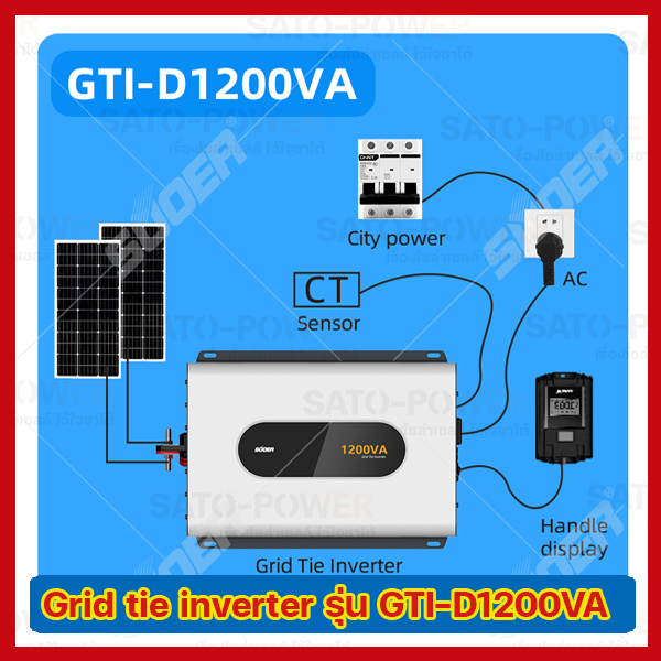 SUOER GRID TIE INVERTER (On Grid) 1200VA รุ่น GTI-D1200VA | กริดไทร์ อินเวอร์เตอร์ | พลังงานแสงอาทิตย์เป็นไฟบ้าน ระบบโซล่าเซลล์