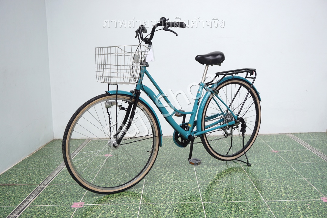 จักรยานแม่บ้านญี่ปุ่น - ล้อ 27 นิ้ว - เกียร์ 6 สปีด - ไฟหน้าอัตโนมัติ - สีฟ้า [จักรยานมือสอง]