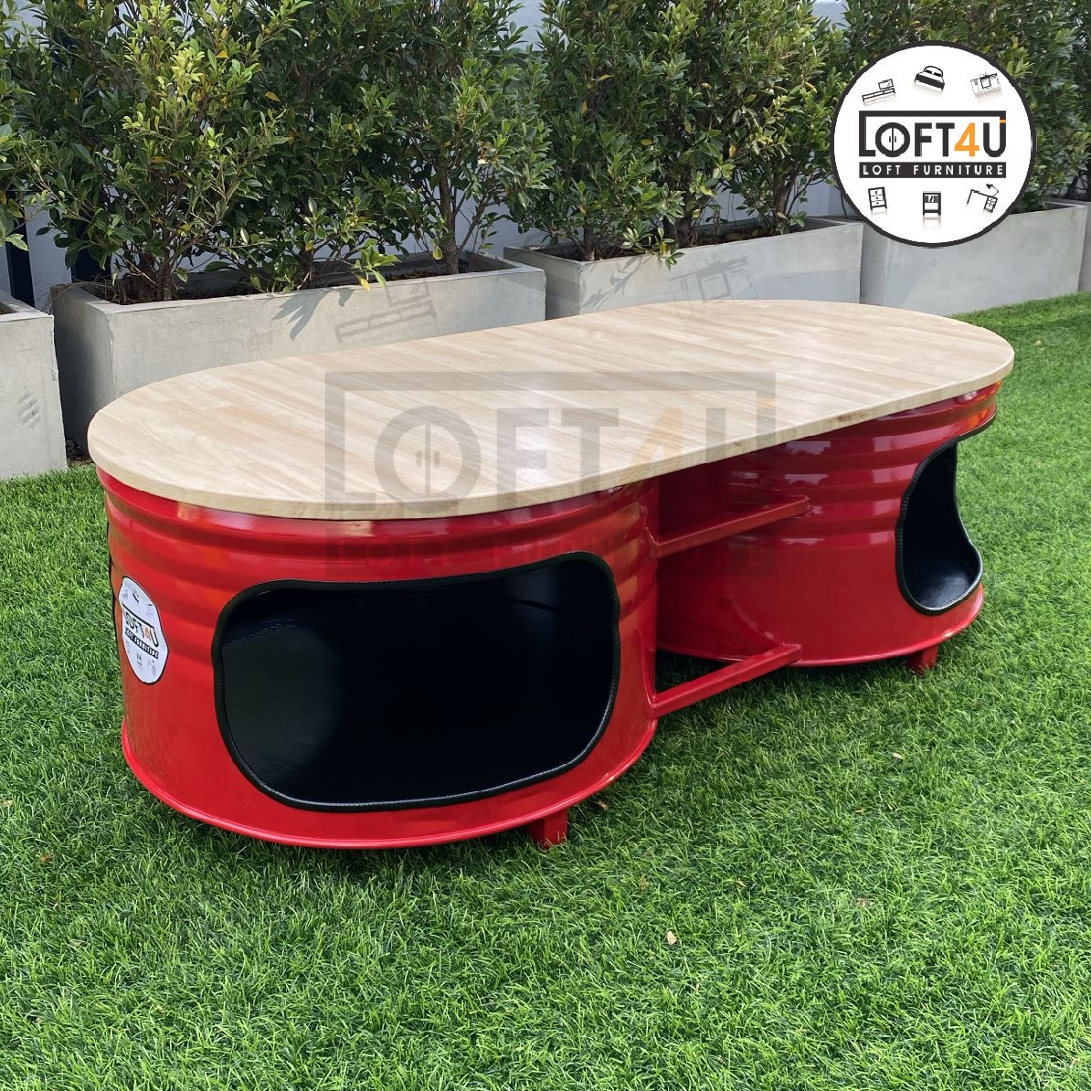 โต๊ะกลางใหญ่ : Steel Barrel Table (60x120Cm)