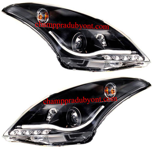 ไฟหน้าโปรเจคเตอร์ SUZUKI SWIFT ECO 12-16 ดำ LED ยาว