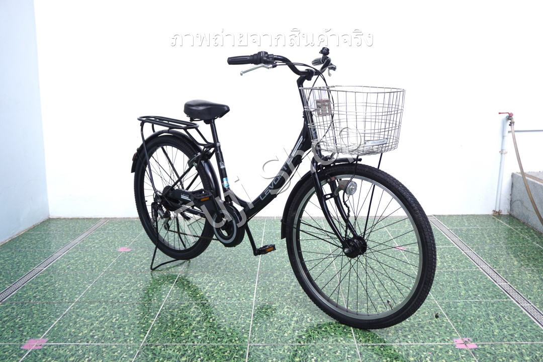 จักรยานแม่บ้านล้อโต ญี่ปุ่น - ล้อ 26x1.95 - เกียร์ 6 สปีด - ไฟหน้าอัตโนมัติ - Levolte - สีดำ [จักรยานมือสอง]