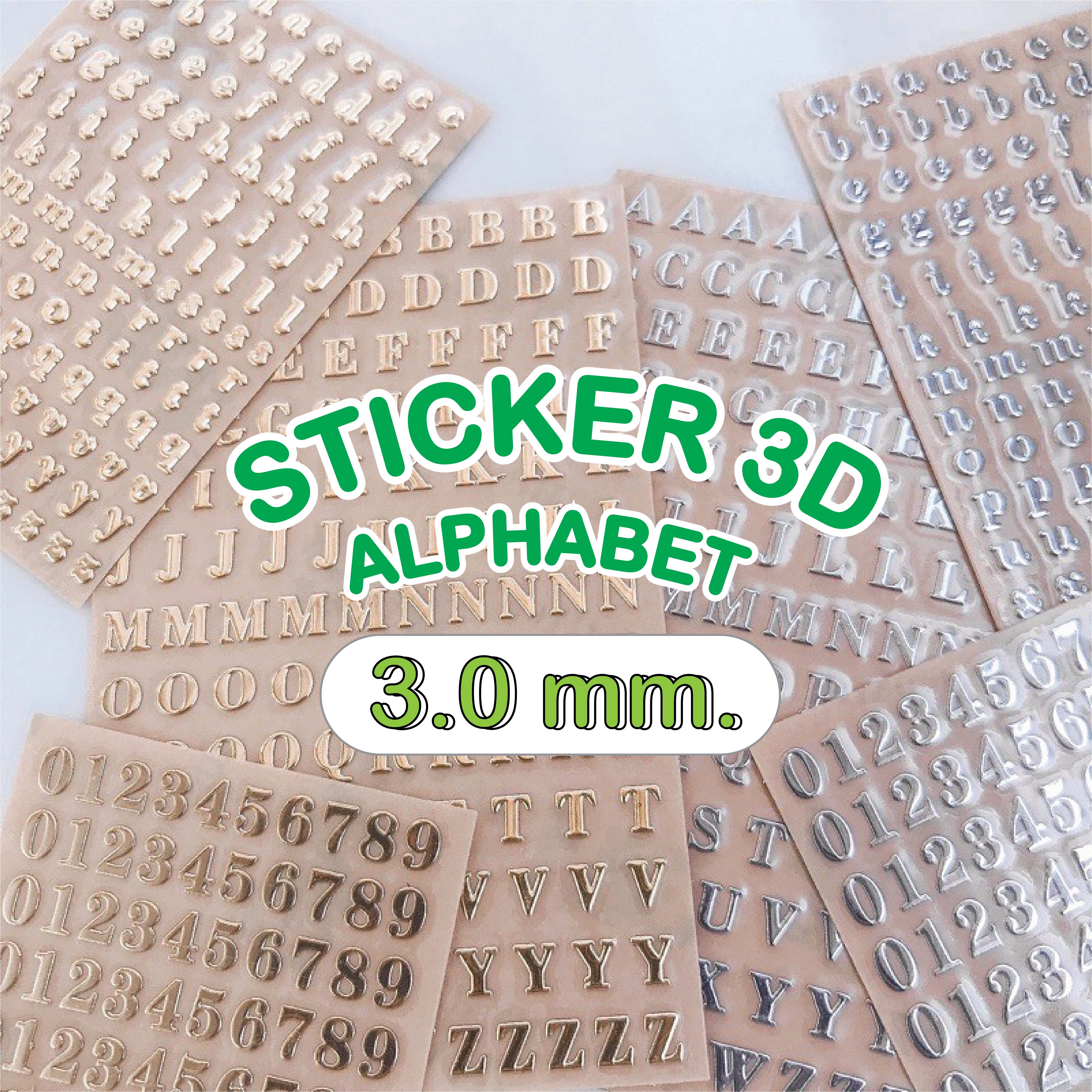 [S3] สติ๊กเกอร์ตัวอักษร 3D ALPHABET (3 มม.) | A-Z / a-z / 0-9