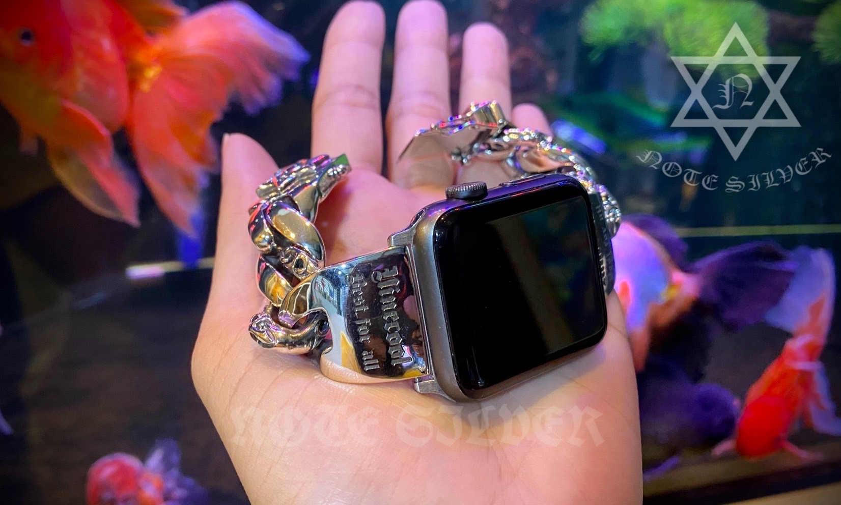 สายนาฬิกาแอปเปิ้ลวอช เงินแท้ ลายกอธิก 17MM Sterling Silver 925 Gothic apple watch bands NSWB2855