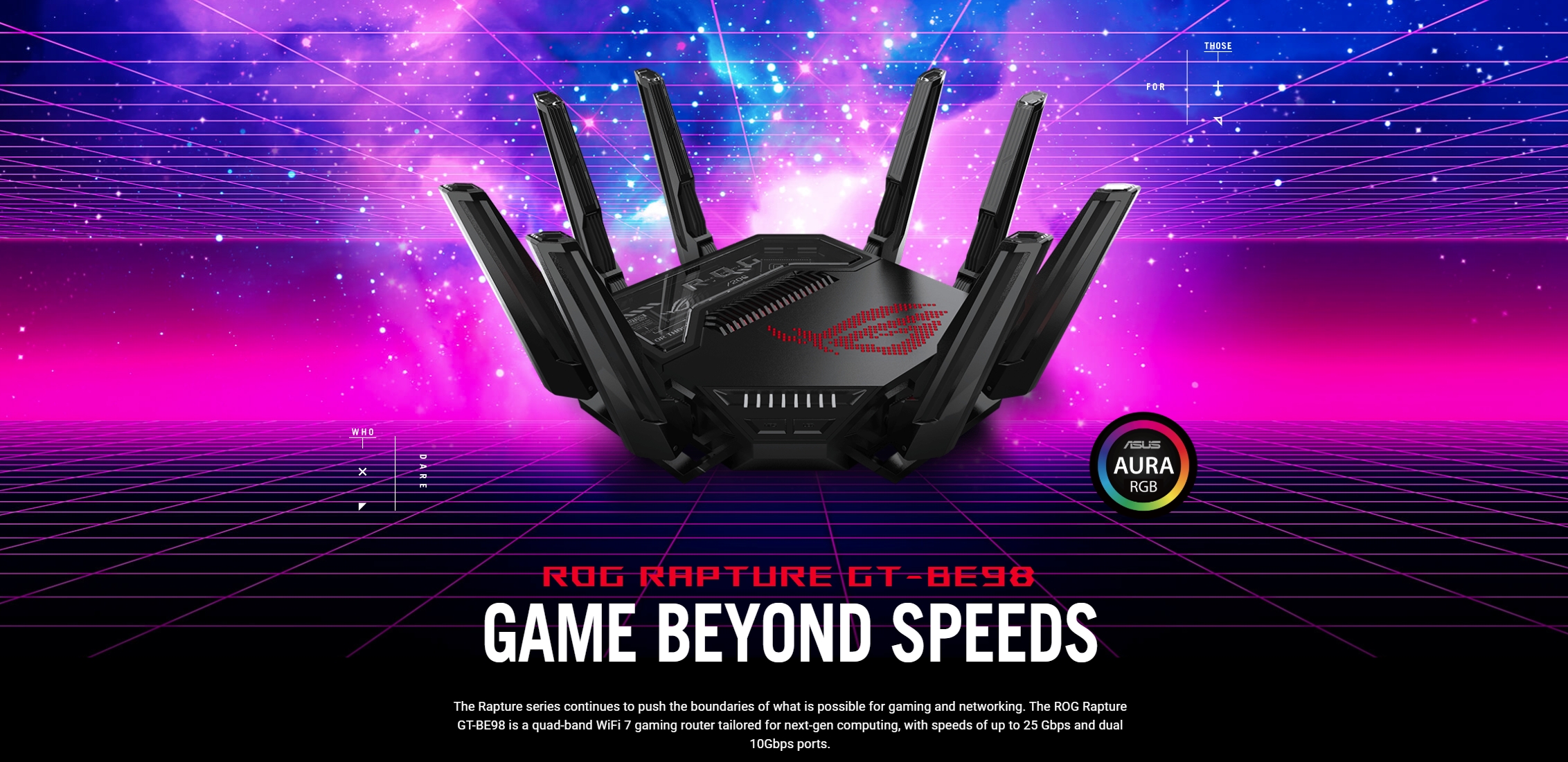 ASUS GT-BE98 : ROG Rapture Quad-band WiFi 7 (802.11be) Gaming Router BY BILLIONAIRE SECURETECH GT-BE98