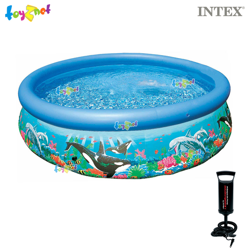 Intex Ocean Reef Easy Set Pool 10ft (3.05x0.76 m) no.28124 + Double Quick I Air Pump
