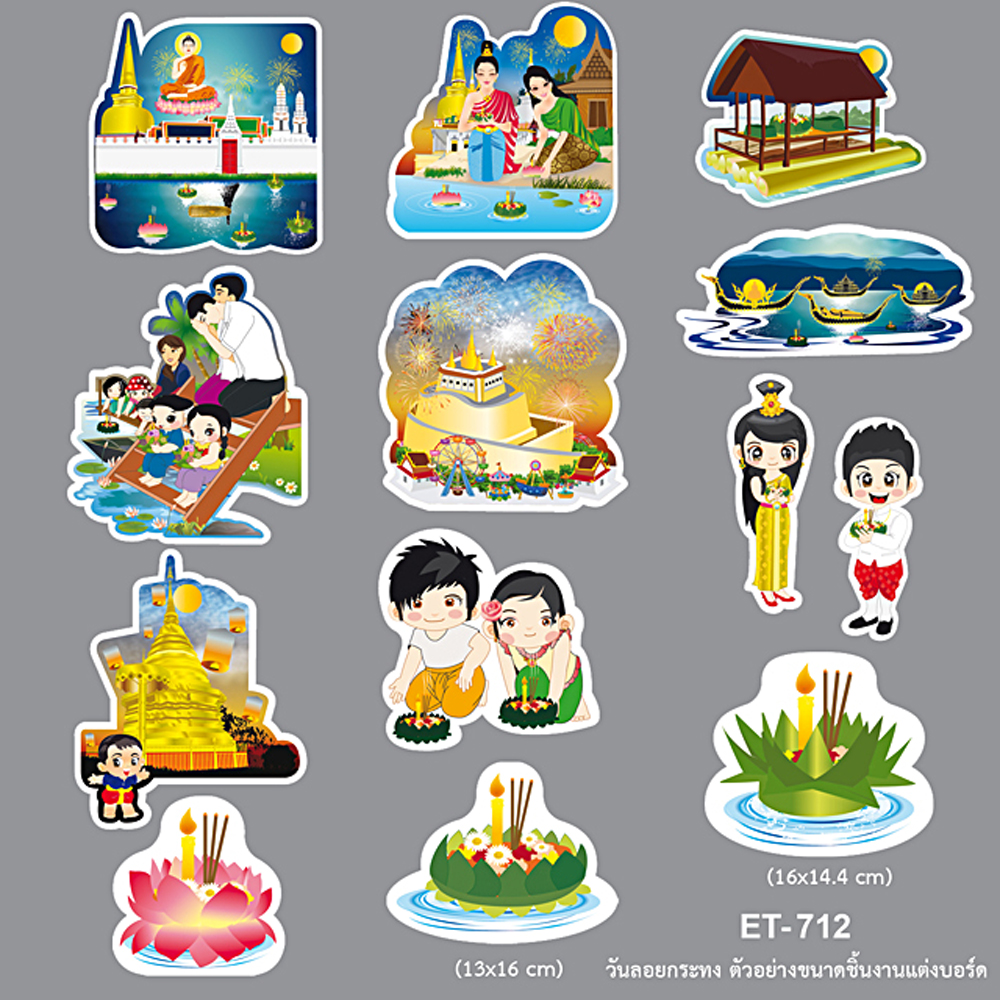 Display Thai Loy Krathong Festival Flashcards ET-712