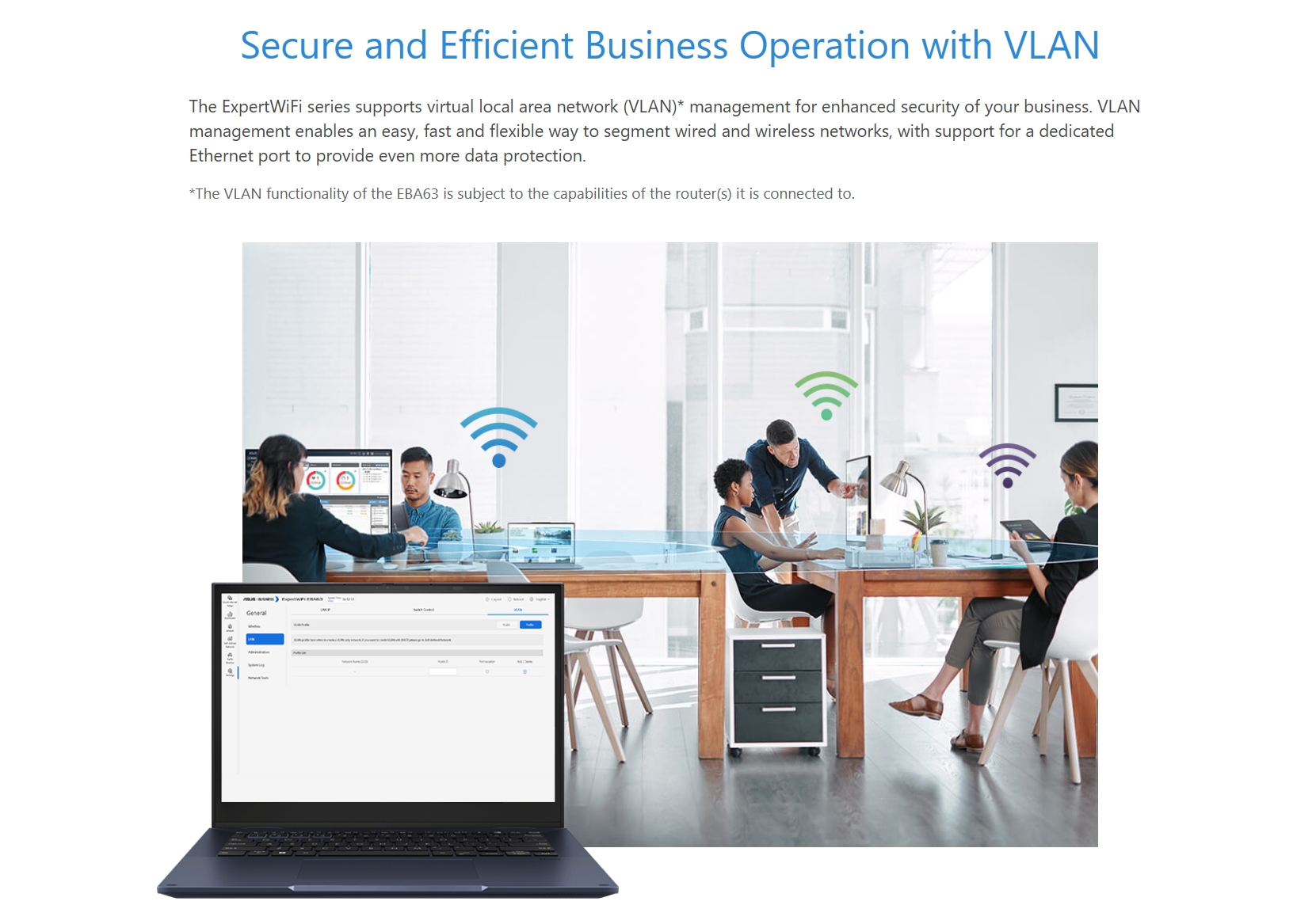 ASUS EBA63 : AX3000 Dual-Band WiFi 6 (802.11ax) PoE Access Point, support up to 5 SSIDs and VLAN BY BILLIONAIRE SECURETECH EBA63