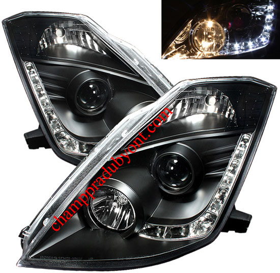 ไฟหน้าโปรเจคเตอร์ NISSAN 350Z 03-08 ดำ LED ยาว
