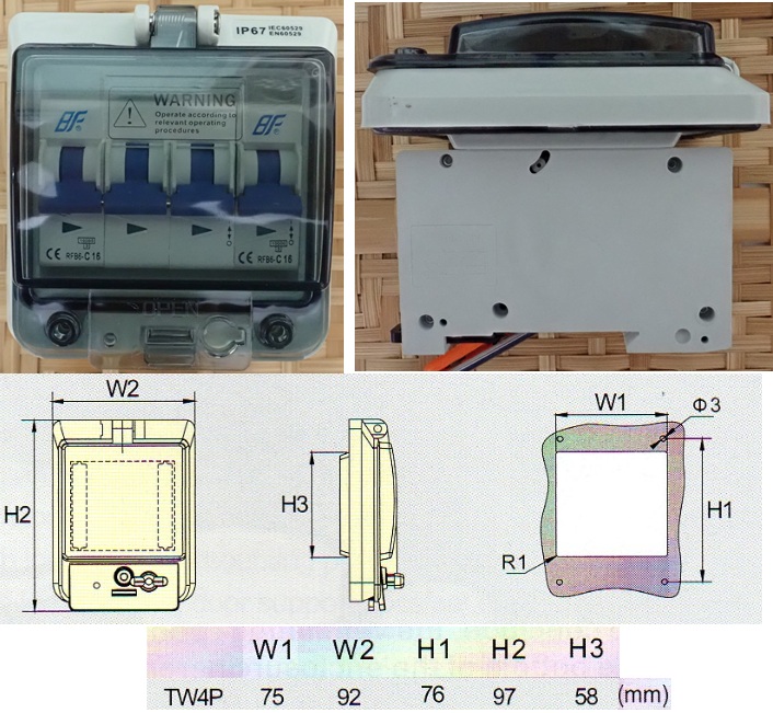 Tibox รุ่น TW4P หน้ากากเบรกเกอร์ หน้ากากbreaker MCB สำหรับ4ช่อง