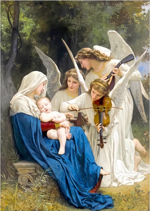 lady-1105 *สินค้าหมด* ชุดปักครอสติช ลายภาพวาด Song of the Angels (ปักเต็มผืนผ้า ไม่มีเดินเส้น ผ้า11CTพิมพ์ลาย ปัก 3 เส้นเล็ก) ขนาด 50*66 ซม.ผ้าครอสติช 11CTพิมพ์ลายปักบนผ้า ไหมคอตตอน 40 สี ผังลาย เข็ม