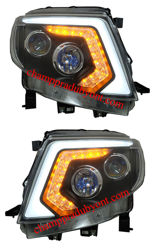 ไฟหน้าโปรเจคเตอร์ FORD RANGER 12-15 ดำ LED ยาว