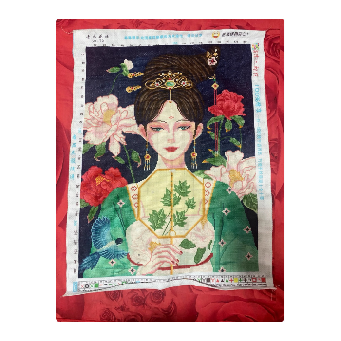 lady-1121 *สินค้าหมด* ชุดปักครอสติช ลายสาวงามจีน (ปักเต็มผืนผ้า ไม่มีเดินเส้น ผ้า11CTพิมพ์ลาย ปัก 3 เส้นเล็ก) ขนาด 55*74 ซม.ผ้าครอสติช 11CTพิมพ์ลายปักบนผ้า ไหมคอตตอน 39 สี ผังลาย เข็ม