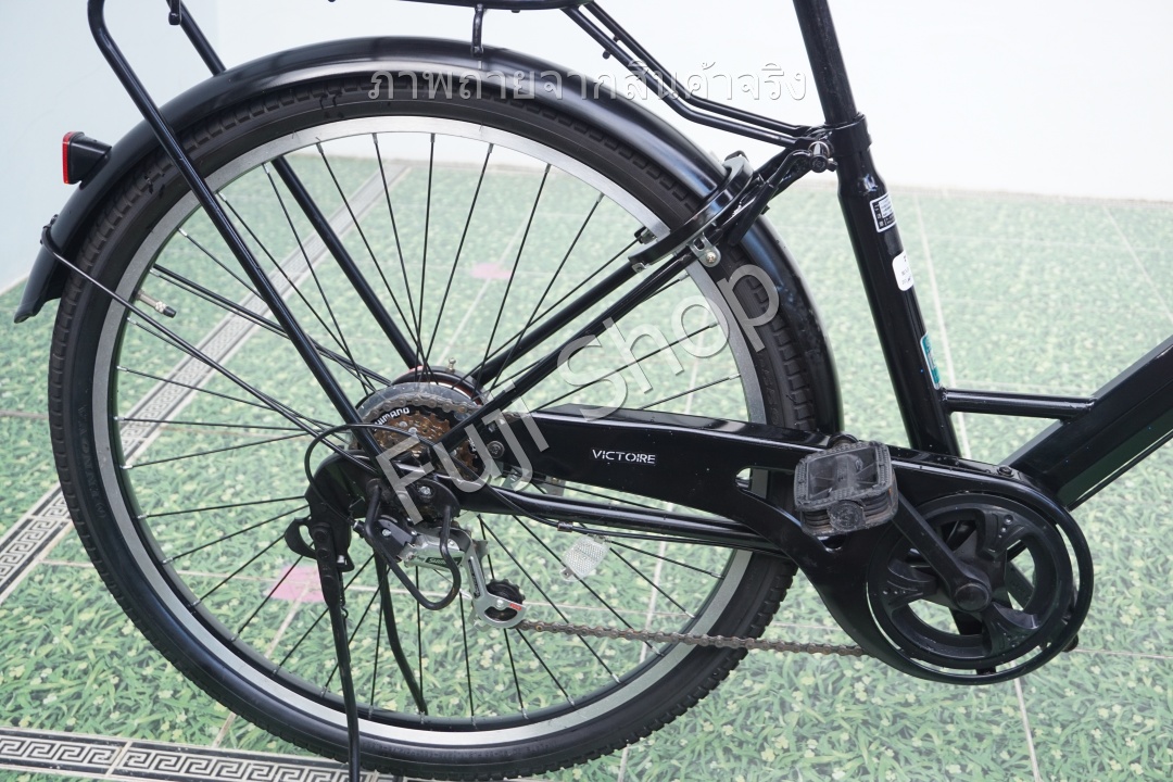 จักรยานแม่บ้านล้อโต ญี่ปุ่น - ล้อ 26x1.95 - เกียร์ 6 สปีด - ไฟหน้าอัตโนมัติ - Victoire - สีดำ [จักรยานมือสอง]