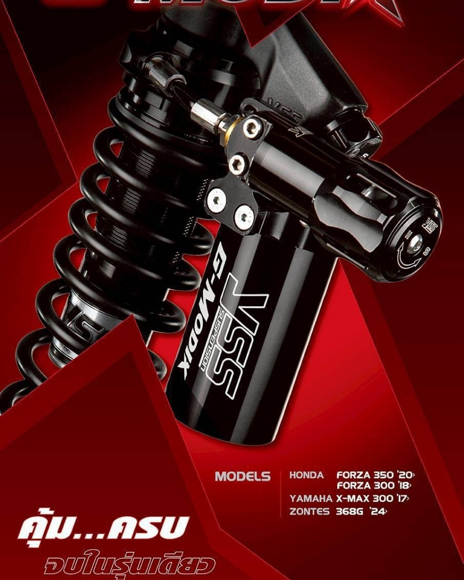 โช็คหลัง YSS G-ModiX! - Zontes 368 G - Forza 300/350 (430 มม./395 มม.) - XMAX 300 (350 มม.) รุ่นใหม่ล่าสุดจาก YSS SUSPENSION 🔧🏍️ ✨ สวย แน่น เท่ห์ กว่าเดิม โดดเด่นทุกมุมมอง 💨 ให้ฟีลลิ่งที่ นุ่ม นวล และการยึดเกาะที่ "สุดย