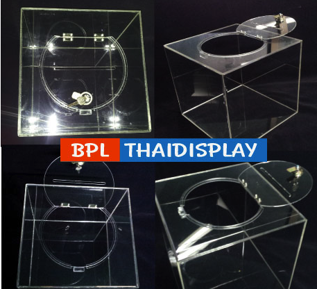 กล่องจับรางวัลอะครีลิค (รุ่นฝาบน-หยอดบน) ขนาด30x30x30cm.