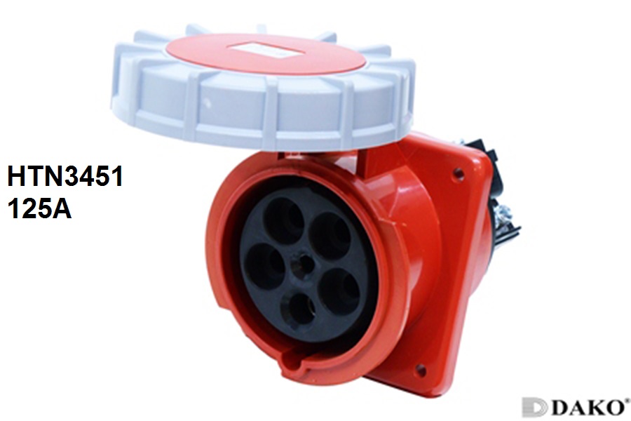 HTN3451 ปลั๊กตัวเมียฝังเฉียง 3P+N+E 125A 400V IP67 6h