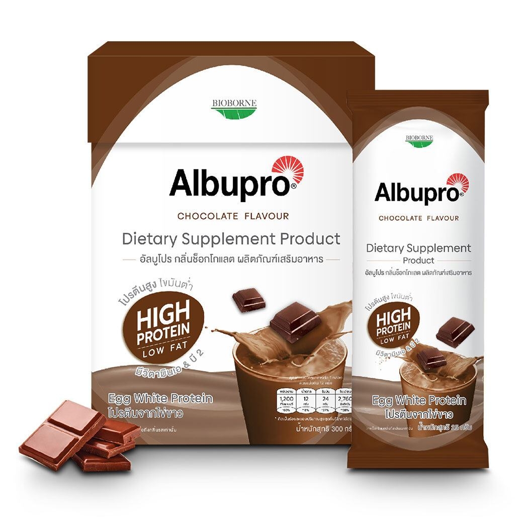Albupro อัลบูโปร โปรตีนจากไข่ขาว (1กล่อง 12ซอง) (มี4รสชาติ)
