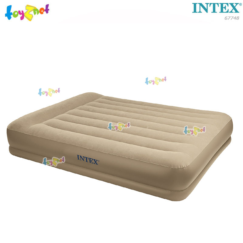 Intex QUEEN Built-In Elec. Pump Pillow Rest Mid-Rise Airbed 1.52 x 2.03 x 0.38 m. No.67748