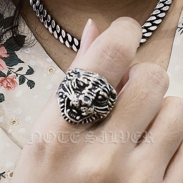 แหวนเงินแท้ เสือ ตาฝังเพชร CZ Sterling Silver 925 NSRG1507