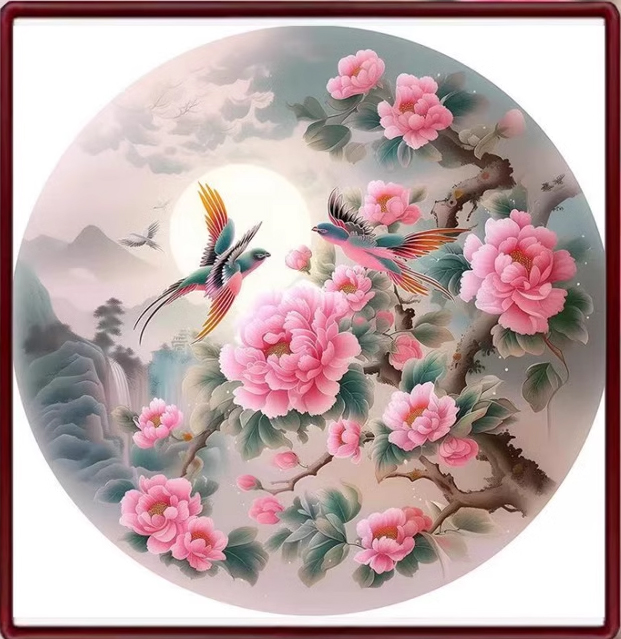 bird-1101 *สินค้าหมด* ชุดปักครอสติช ลายนกน้อยเกาะช่อโบตั๋น (ปักเต็มผืนผ้า ไม่มีเดินเส้น ผ้า9CTพิมพ์ลาย มีประกาย ปัก 4 เส้นเล็ก ) ขนาด 75*75 ซม.ผ้าครอสติช 9CTพิมพ์ลายปักบนผ้า ไหมคอตตอน 48 สี ผังลาย เข็ม