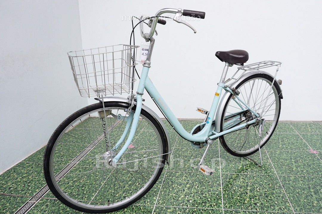 จักรยานแม่บ้านญี่ปุ่น - ล้อ 26 นิ้ว - ไม่มีเกียร์ - ไฟหน้าอัตโนมัติ - Romana - สีฟ้า [จักรยานมือสอง]