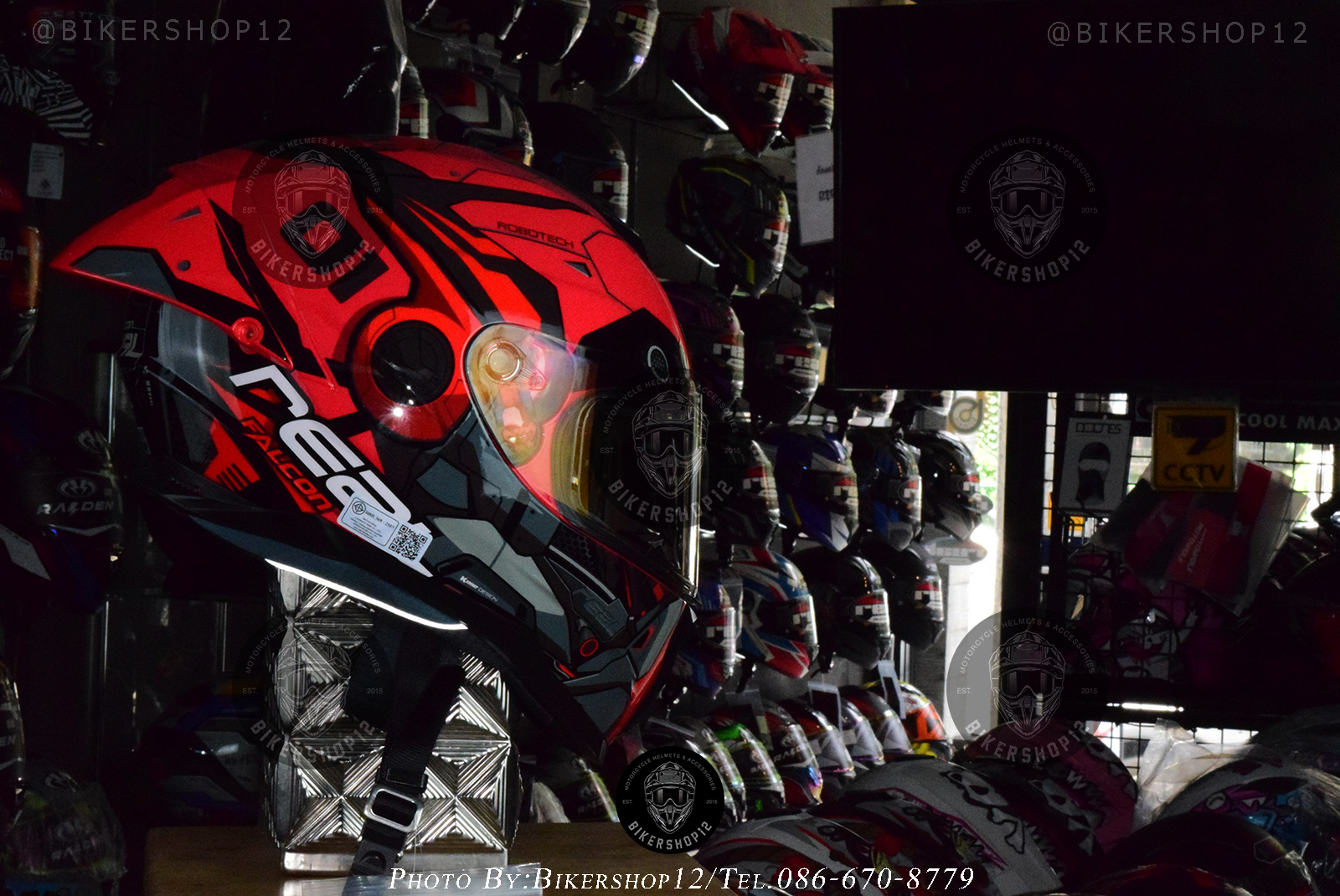 หมวกกันน็อค REAL รุ่น Falcon ลาย Robotech สี ดำ-แดง